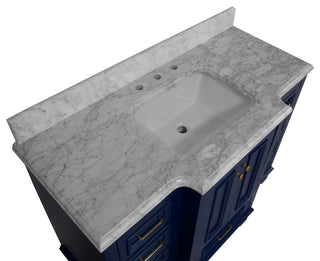 Nantucket 48" Bathroom Vanity, Royal Blue, Carrara Marble