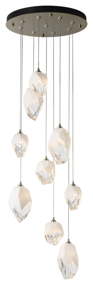 Chrysalis 9-Light Mixed Crystal Pendant Modern Brass Finish- Long, White Crystal