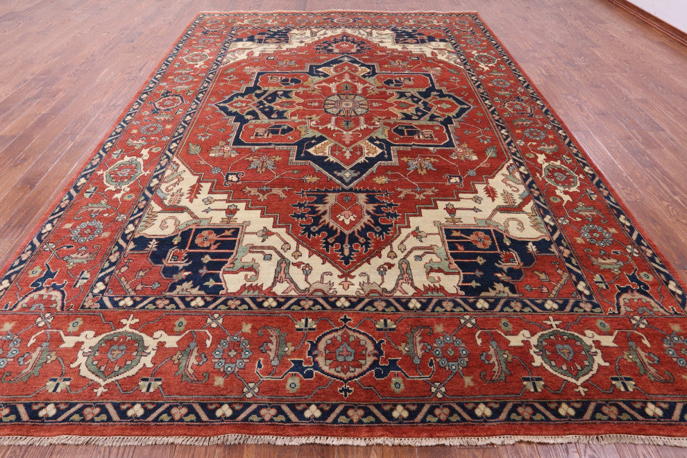 9' 11" X 13' 8" Handmade Heriz Serapi Wool Rug - Q16010