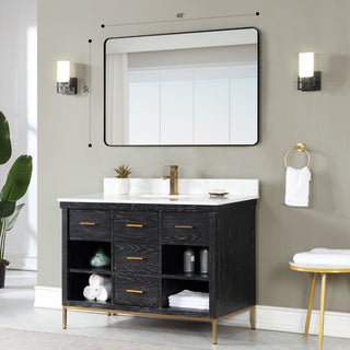 Nettuno Rectangle Bathroom/Vanity Aluminum Framed Wall Mirror, Matt Black, 48"