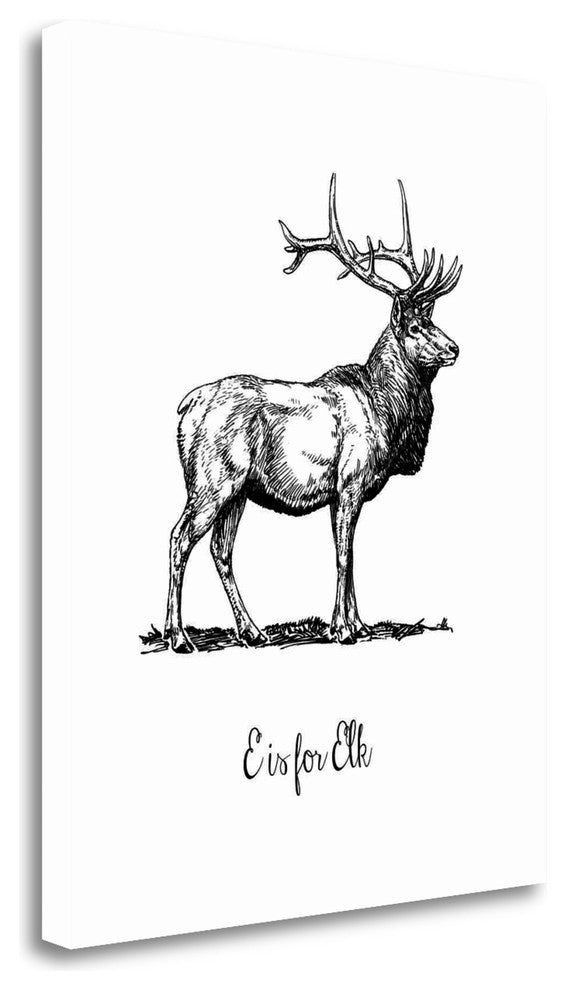 "E Is For Elk" By Tara Moss, Giclee Print on Gallery Wrap Canvas, Ready to Hang