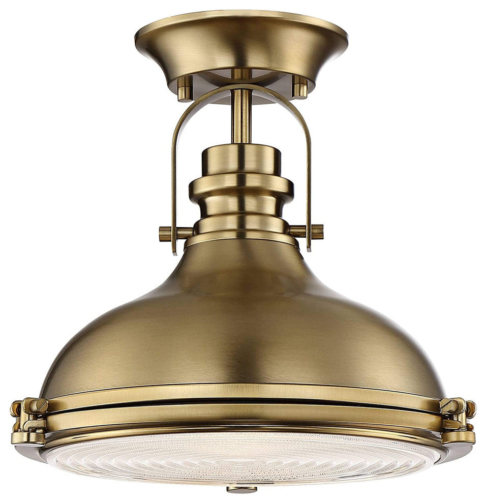 Industrial Ceiling Light Dome Antique Glass Semi Flush Mount Ceiling Lamp