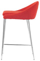 Counter Stool Chair, Set of 2, Steel Metal, Fabric, Orange, Chrome, Mid Century