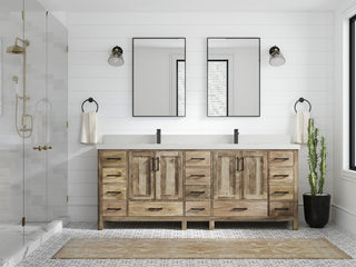 Malibu Mango 84" Double Sink Bath Vanity, White Washed 2" White Quartz