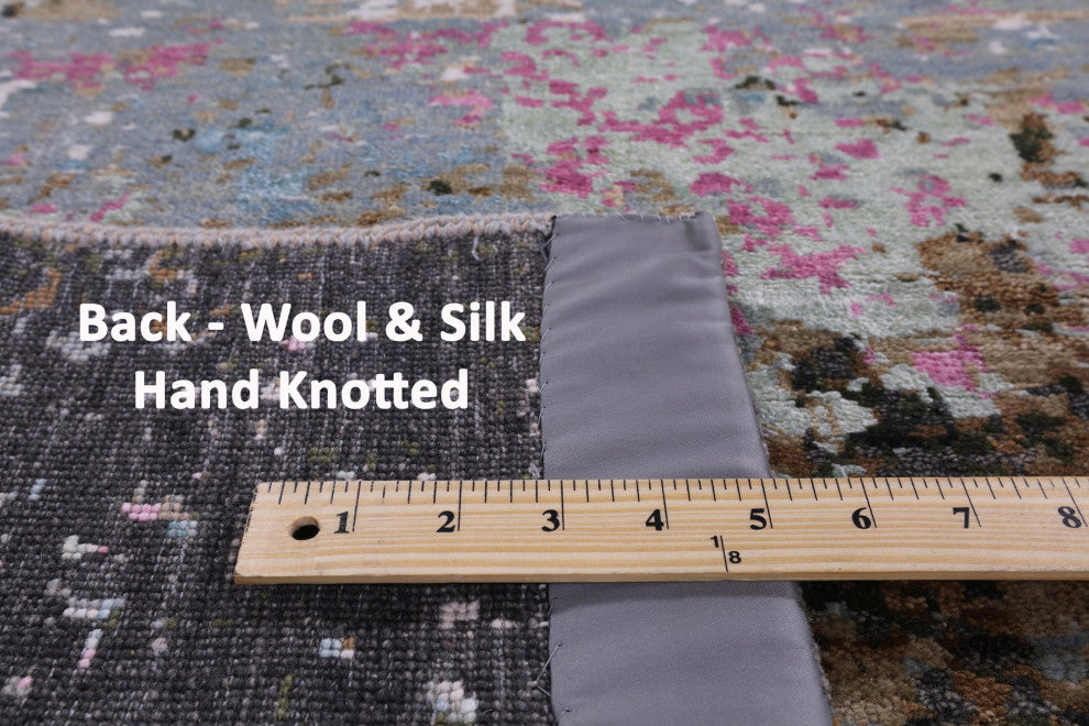 Abstract Handmade Wool and Silk Rug 8' 1" X 10' 1" Q6846