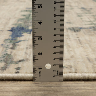 Saturn Abstract Shadows Beige/Green Wool Blend Area Rug 5'3" x 7'6"