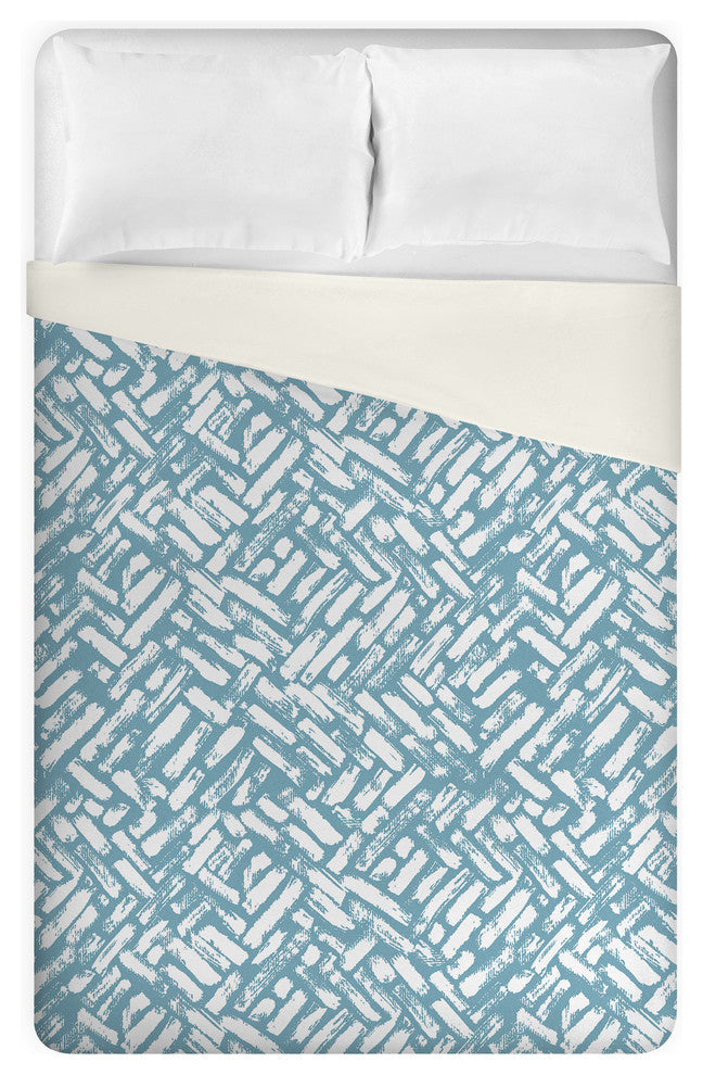 Blue Distressed Brush Strokes King Brushed Poly Duvet