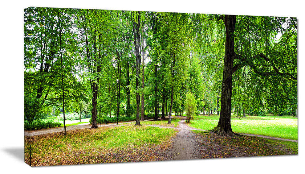Park in Autumn Panorama, Landscape Canvas Art Print, 60"x28"