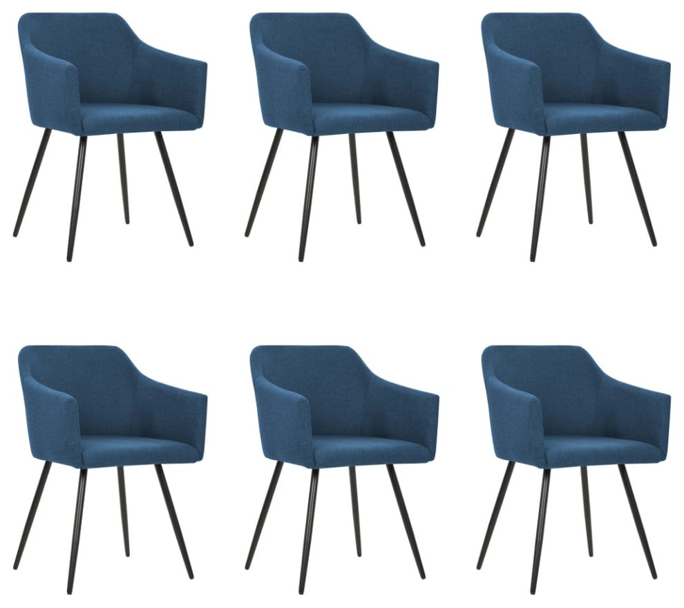 vidaXL Dining Chairs 6 pcs Blue Fabric