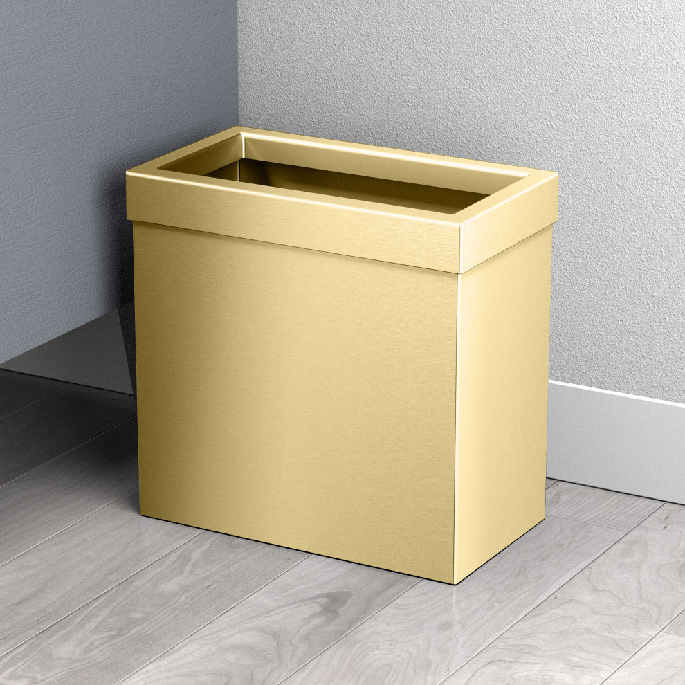 Rectangle Wastebasket, Brushed Brass