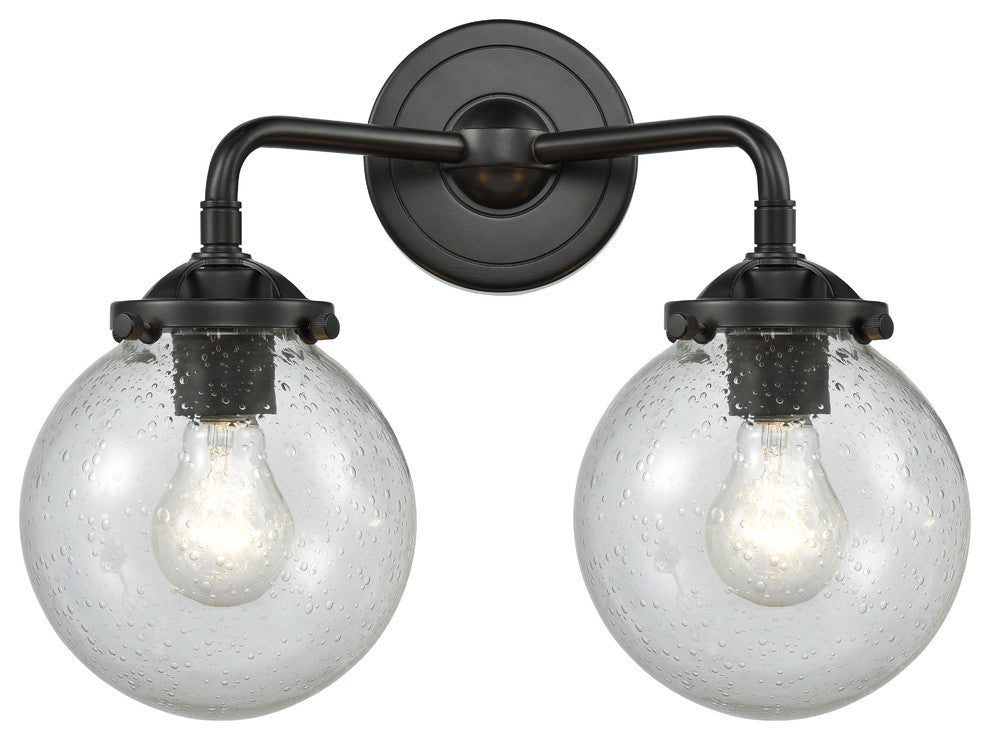 2-Light Beacon 14" Sconce, Oil Rubbed Bronze, Glass: Seedy