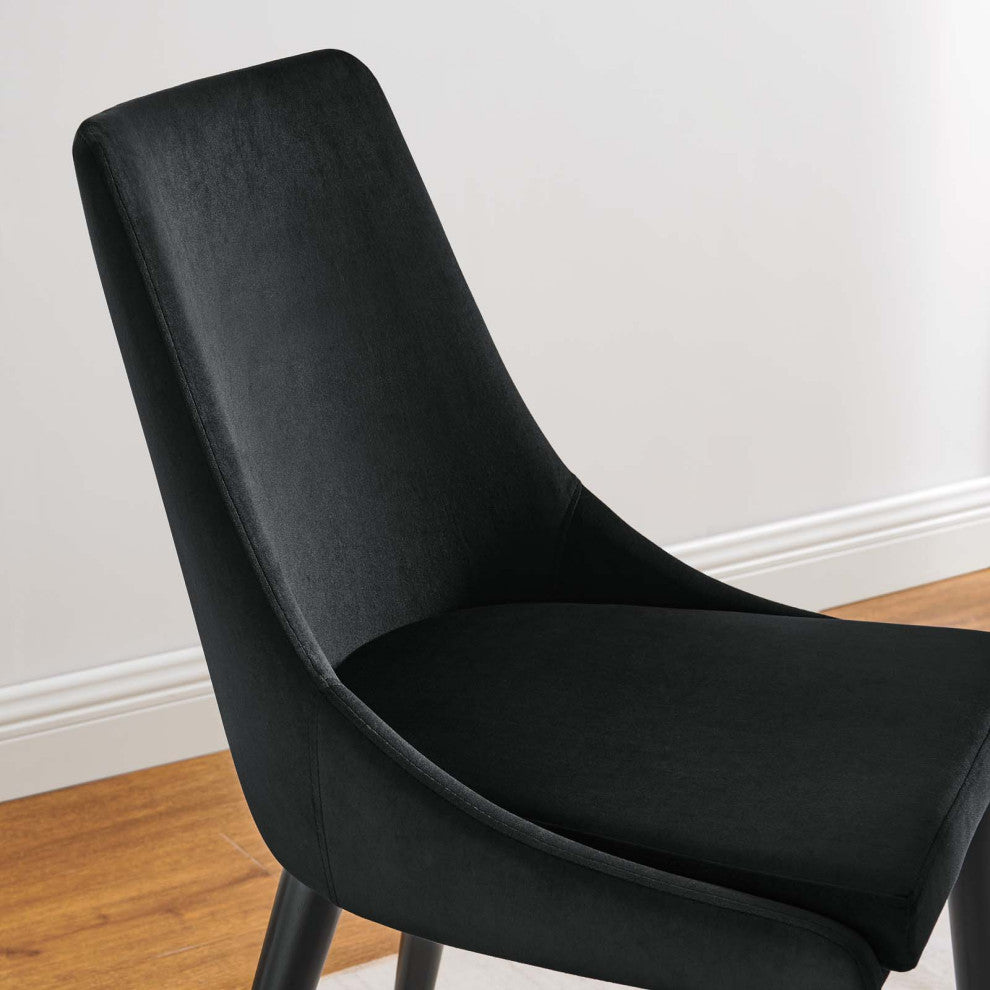 Viscount Accent Performance Velvet Dining Chairs, Set of 2, Black