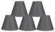 3x6x5" Linen Chandelier Lamp Shade, Gray, Set of 5
