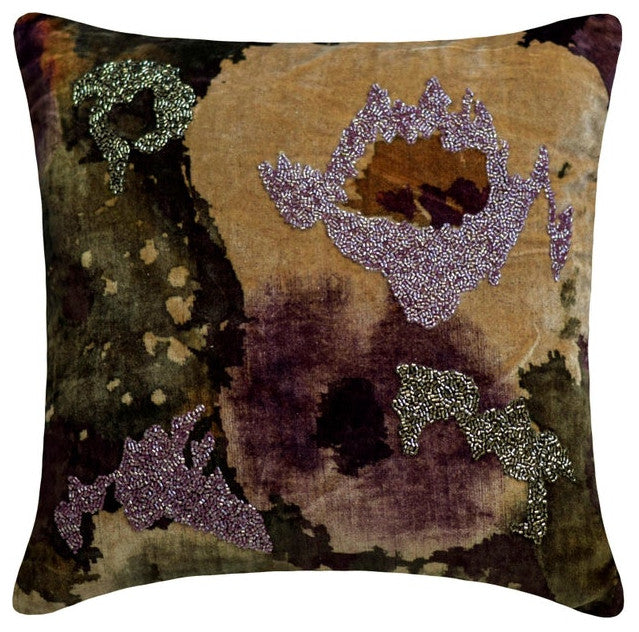 Throw Pillow Covers 16" x 16" Cushion Cover Purple Velvet Abstract-Flora N Fauna