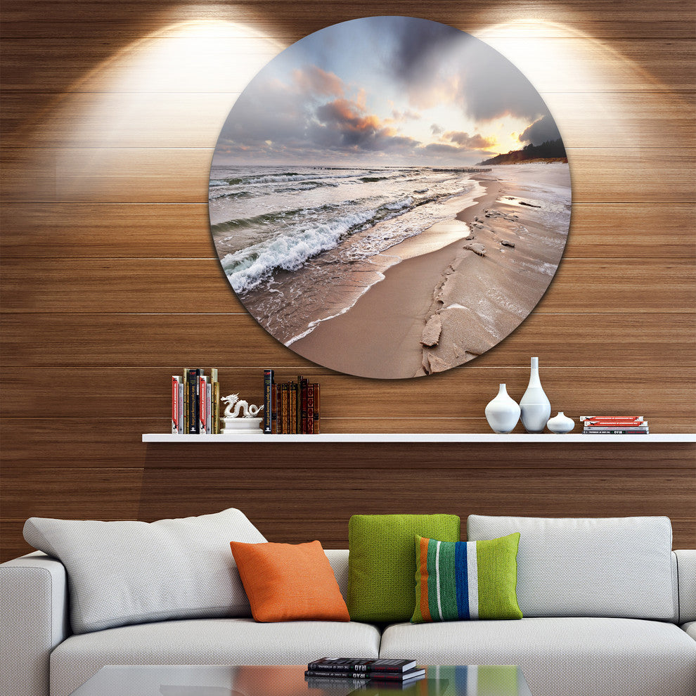 Shore Of Baltic Sea During Winter, Seashore Round Wall Art, 36"