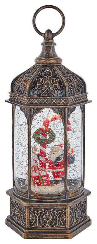 Kurt Adler 11" Battery-Operated Light Up Santa Water Lantern