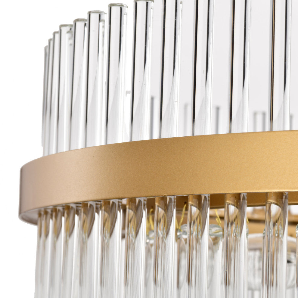 Cervine Glossy Bronze Two-Tier Crystal Glass Bar Round Chandelier