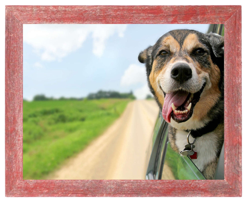 18" x 24" Rustic Farmhouse Red Wood Frame