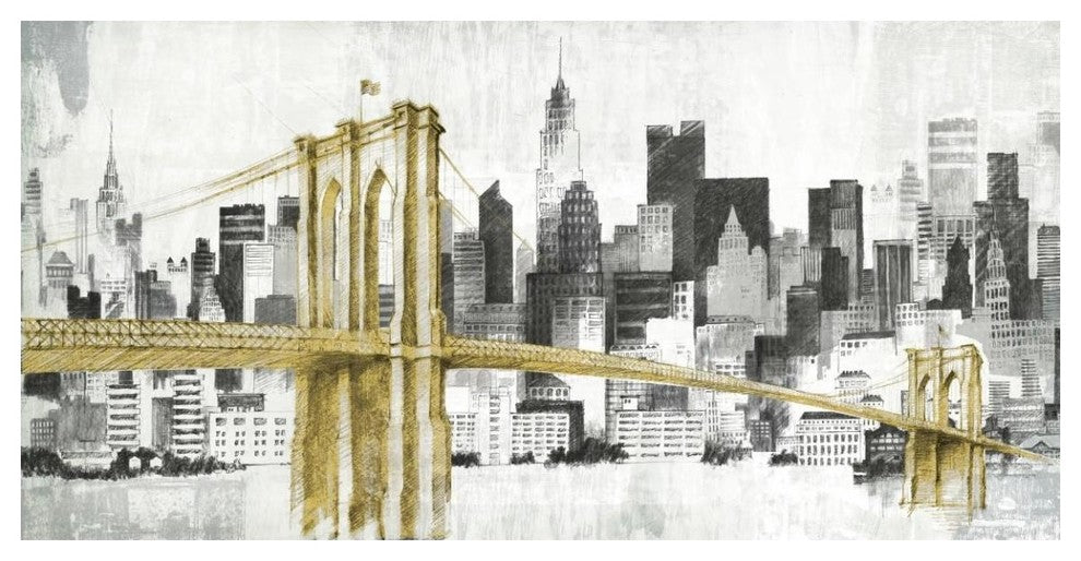 "New York Skyline I Yellow Bridge no Words" Print by Avery Tillmon, 50"x26"