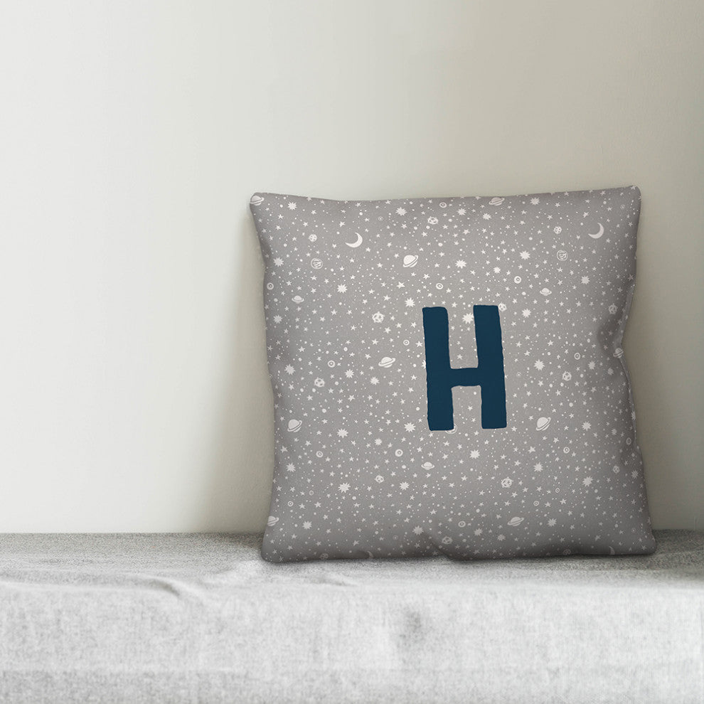 Monogram H Space Doodle 16x16 Spun Poly Pillow