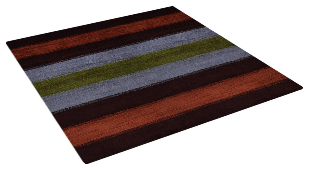 Hand Knotted Loom Silk Mix Area Rug Contemporary Brown Silver, [Square] 8'x8'