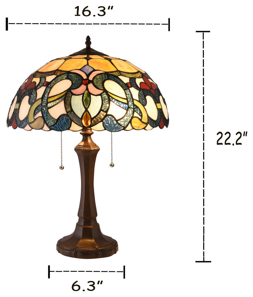 CHLOE Lighting August Tiffany Dark Bronze 2-Light Victorian Table Lamp