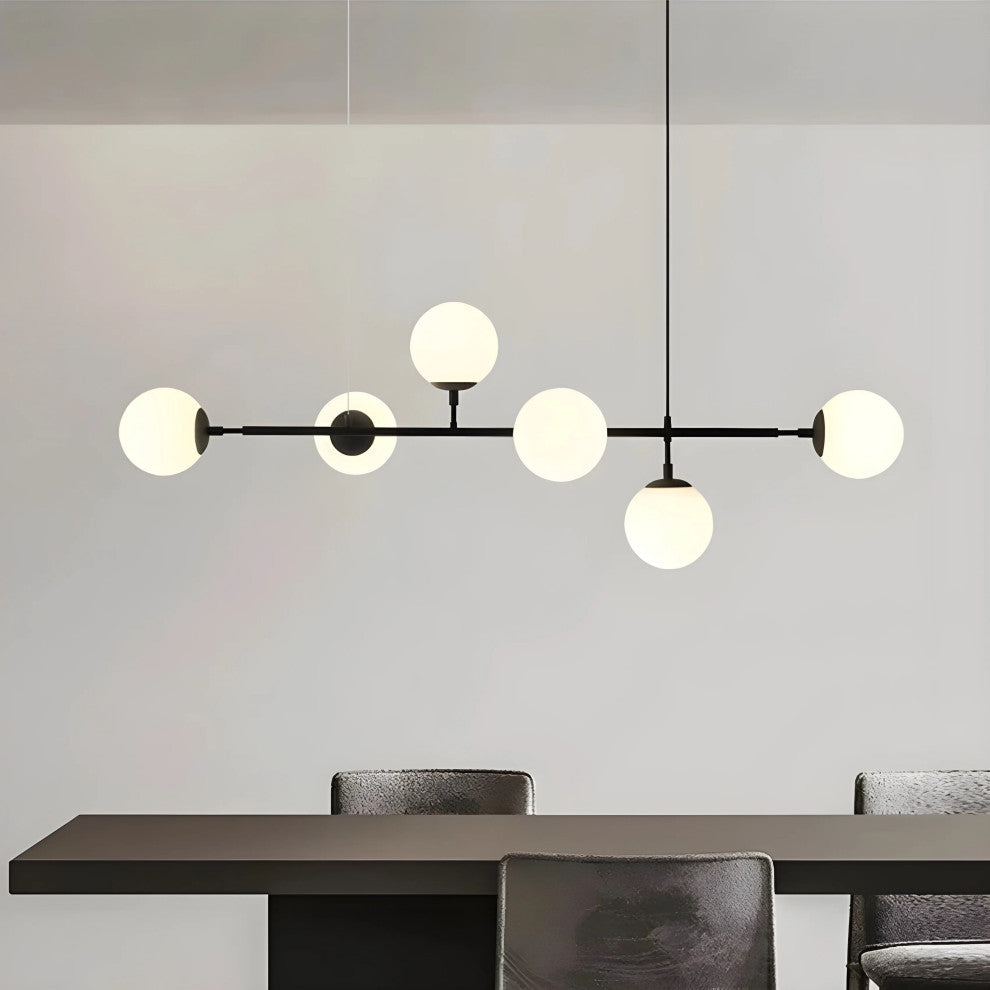 Igliano | Creative LED Pendant Light in the Shape of Glass Ball for Dining Room, Black, Clear Glass, Warm Light