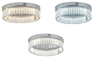 1-Light Chrome Dimmable LED Flush Mount With Clear Crystals