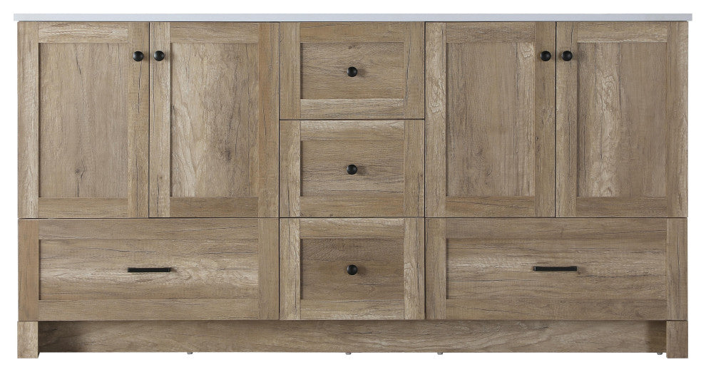 Home Living 66" Double Bathroom Vanity, Natural Oak