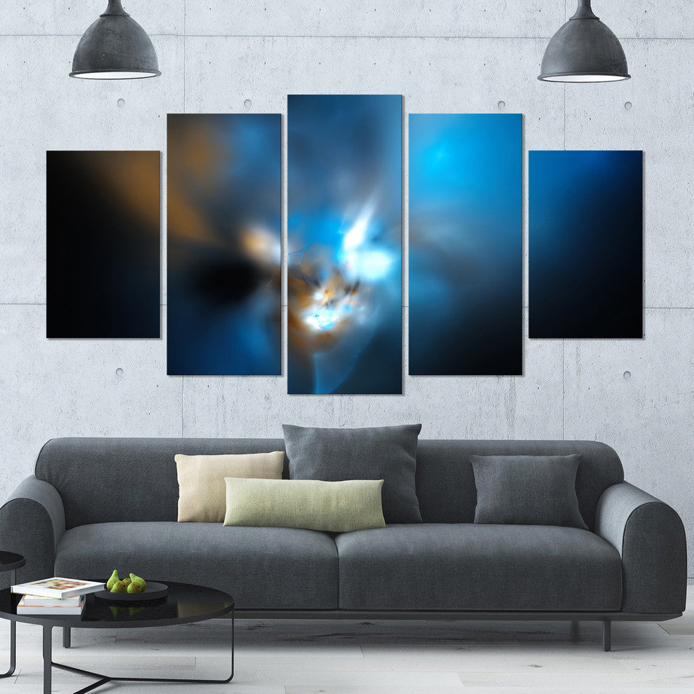 Mystic Green Fractal, Contemporary Wall Art Canvas, 60"x32", 5 Panels