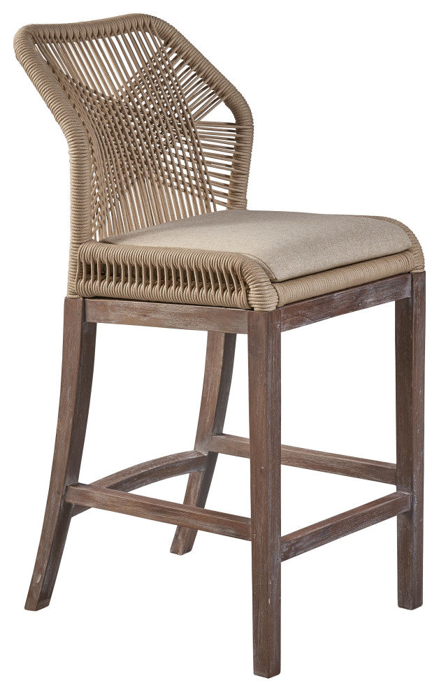 Fiddler Mahogany Counter Stool, Light Buff