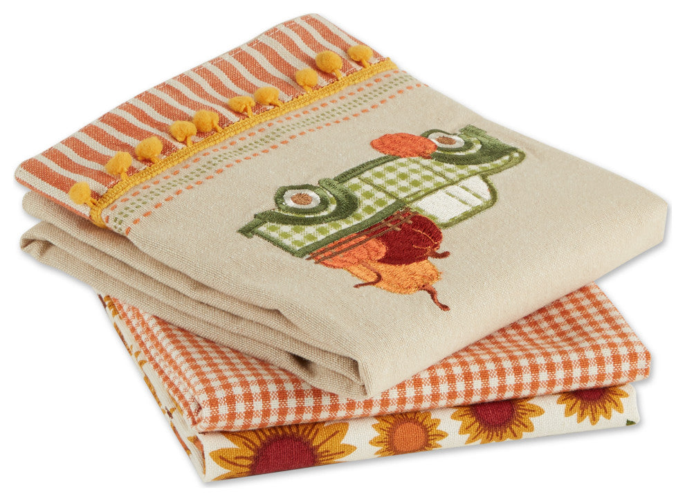 Assorted Pumpkin Patch Truck Dishtowel (Set of 3)