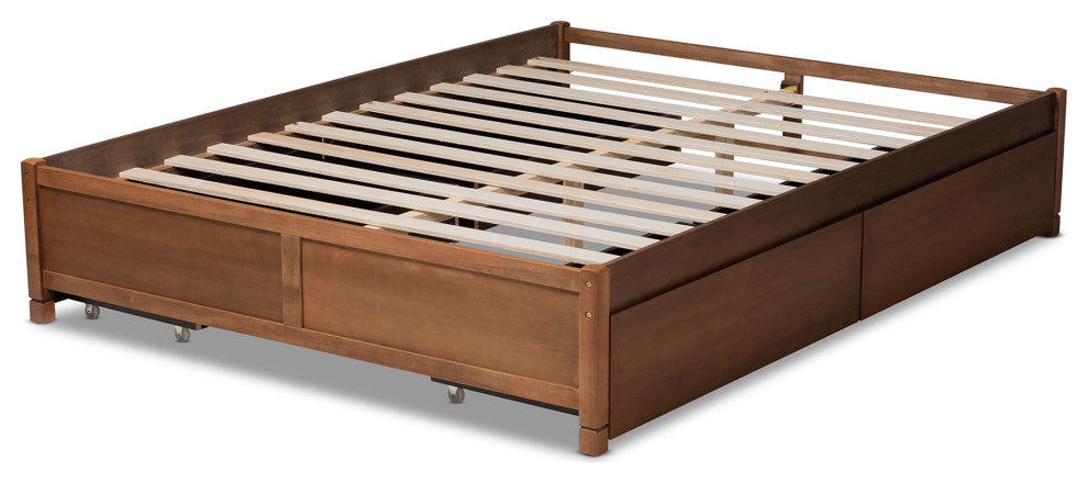 Yara Modern Brown Finished Wood Queen Size 4-Drawer Platform Storage Bed Frame