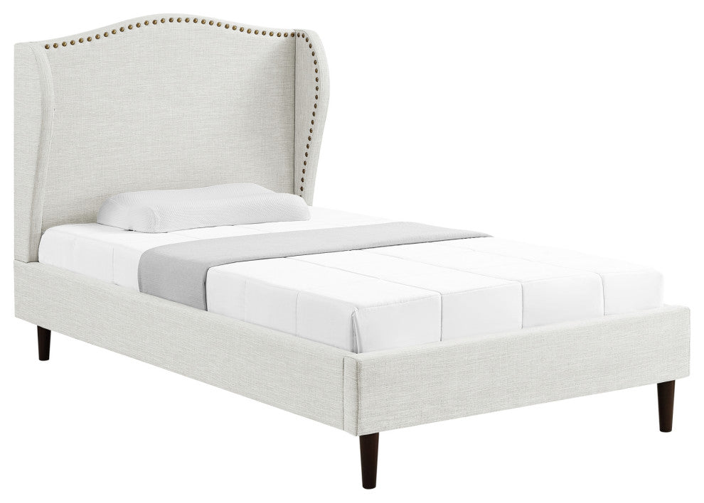 Rustic Mabor Caliana Bed, Linen, Cream White, Twin Xl