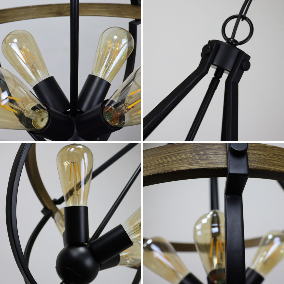 Farmhouse-Style Two-Toned 4 Light Pendant 20" Wide