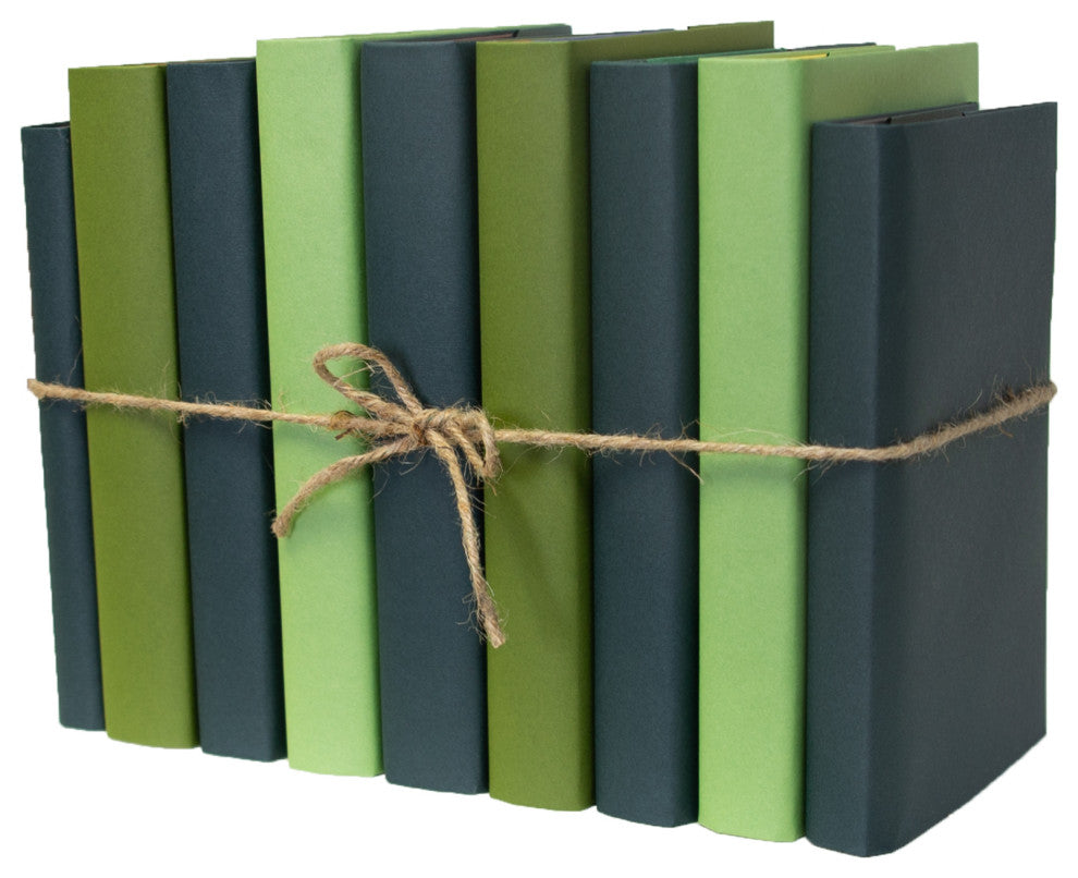 Decorative Books - Boxwood Paper Wrapped Book Bundle - 1 foot of Green Books