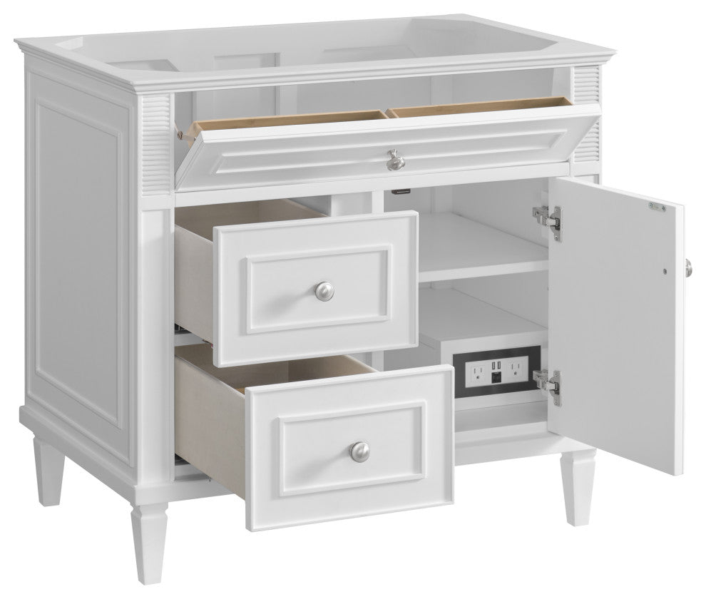 Lorelai 36" Single Vanity, Bright White, 3 CM White Zeus Top