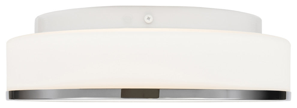 Access Lighting 20671 Aero 2 Light 13"W LED Flush Mount Drum - Chrome / Opal