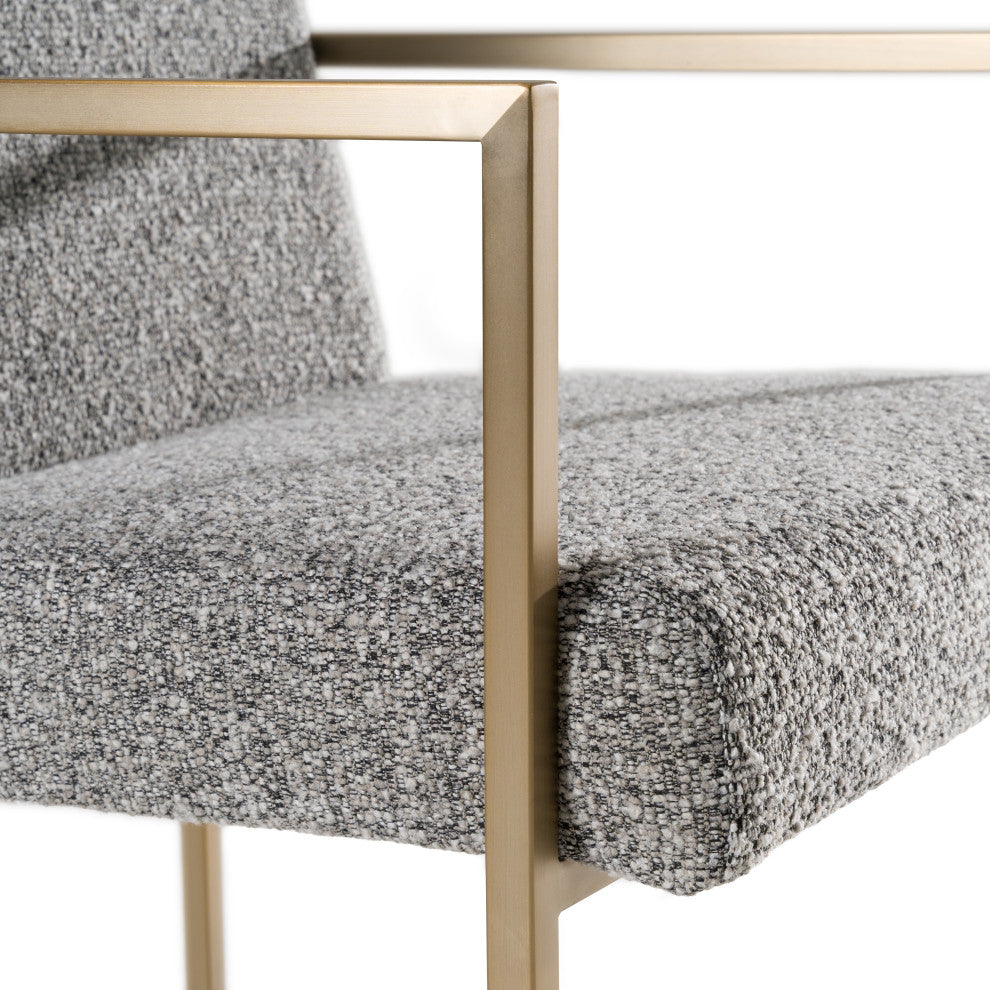 Modrest Suzanne Modern Grey Fabric + Antique Brass Dining Chair