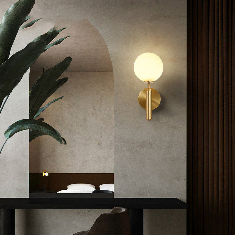 Modern Glass Wall Lamp in the Ball Shape, Living Room, Bedroom, Gold, White, Warm Light