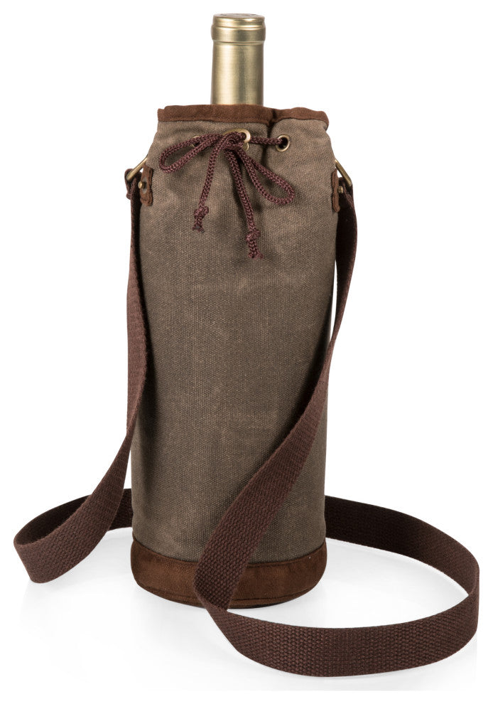 Waxed Canvas Wine Tote - Green