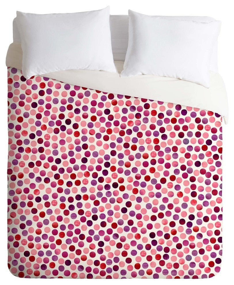 Deny Designs Garima Dhawan Watercolor Dots Berry Duvet Cover - Lightweight