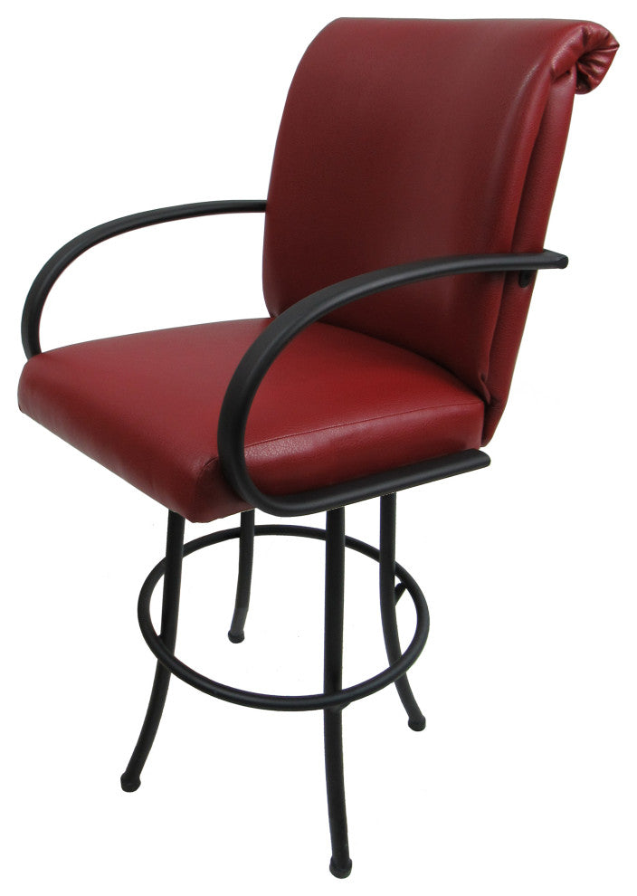 Swivel Counter Bar Stool Metal Frame 26", Casino Red Vinyl Black