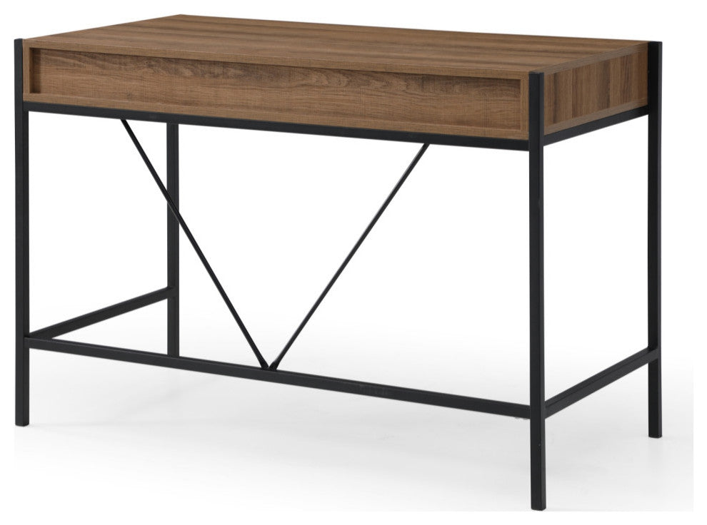 Loft Lyfe Anisa Desk, 2 Storage Drawers, Walnut/Black