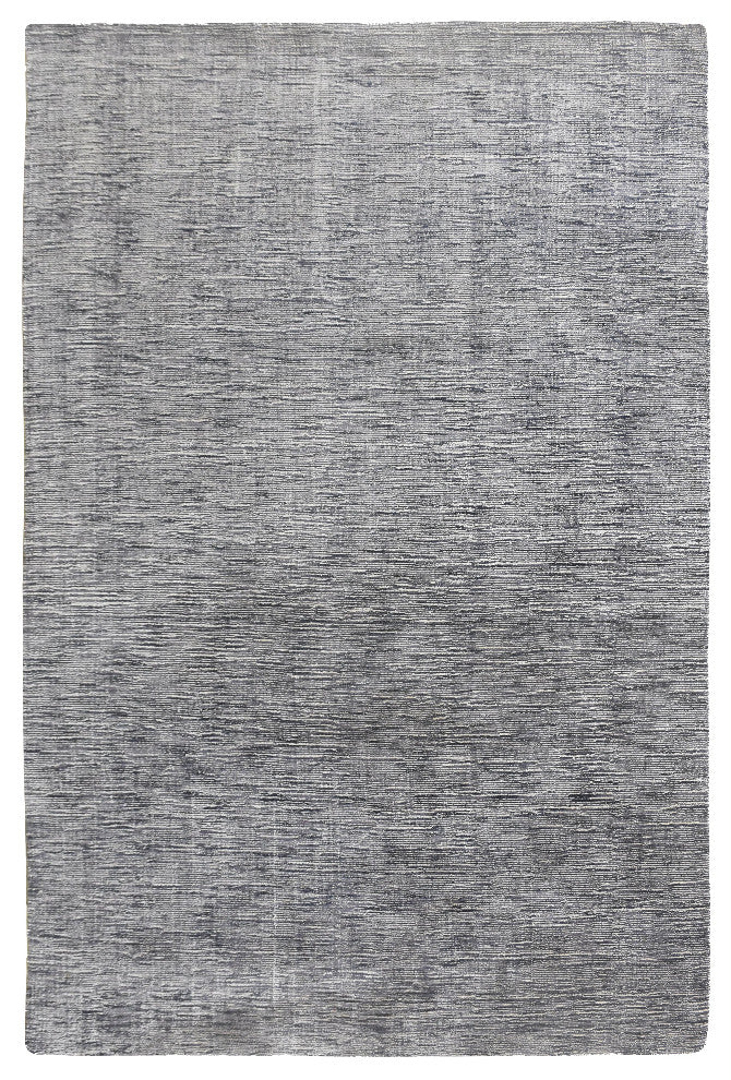 HAND KNOTTED LOOM SILK ECO-FRIENDLY RUGS-8'x11',Rectangle,White Charcoal,Solid