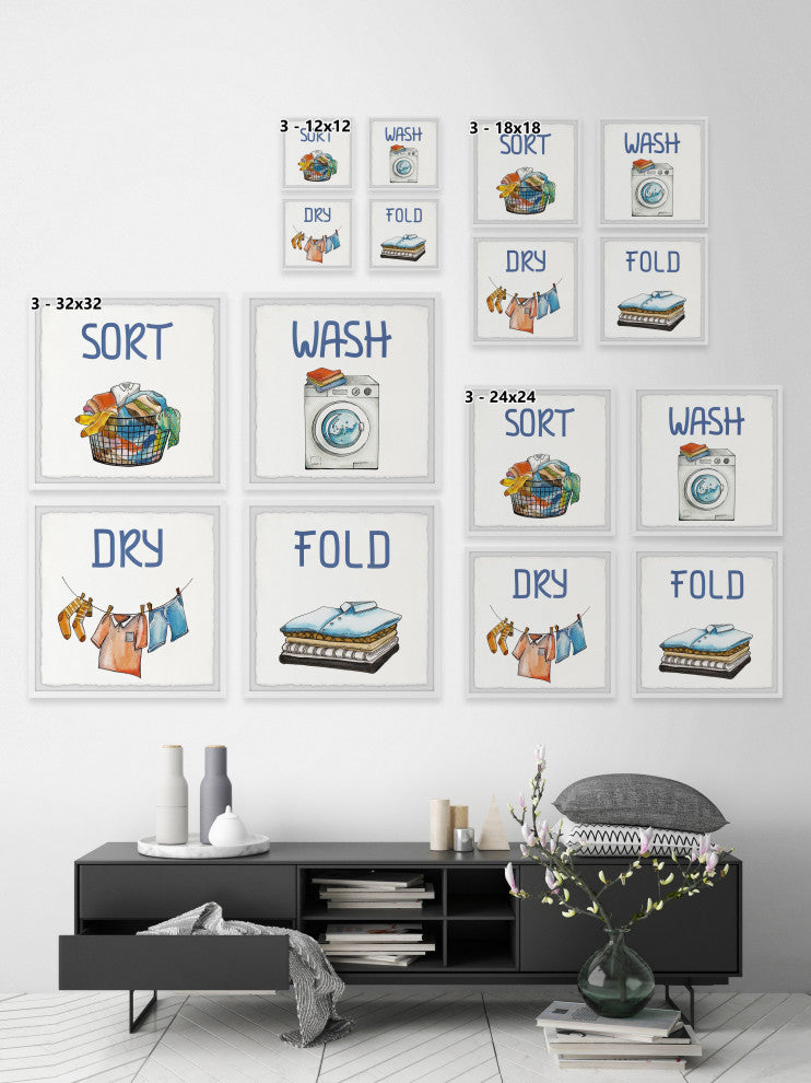 Perfect Laundry Quadriptych, 4-Piece Set, 12x12 Panels