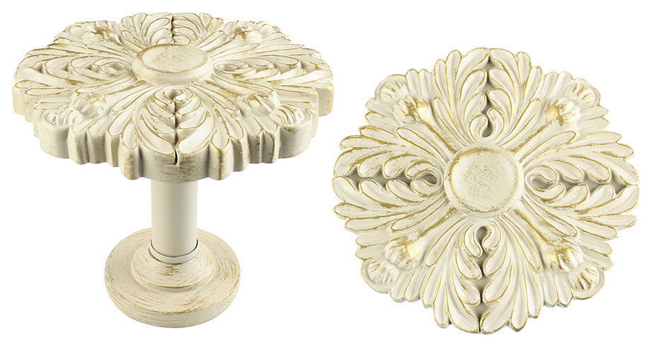 Urbanest Set of 2 Large Eve Drapery Medallion Holdback, Gilded French White