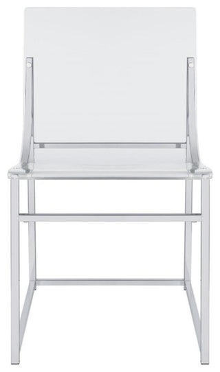 Maklaine 17.75" Modern Metal/Acrylic Dining Side Chair in Chrome
