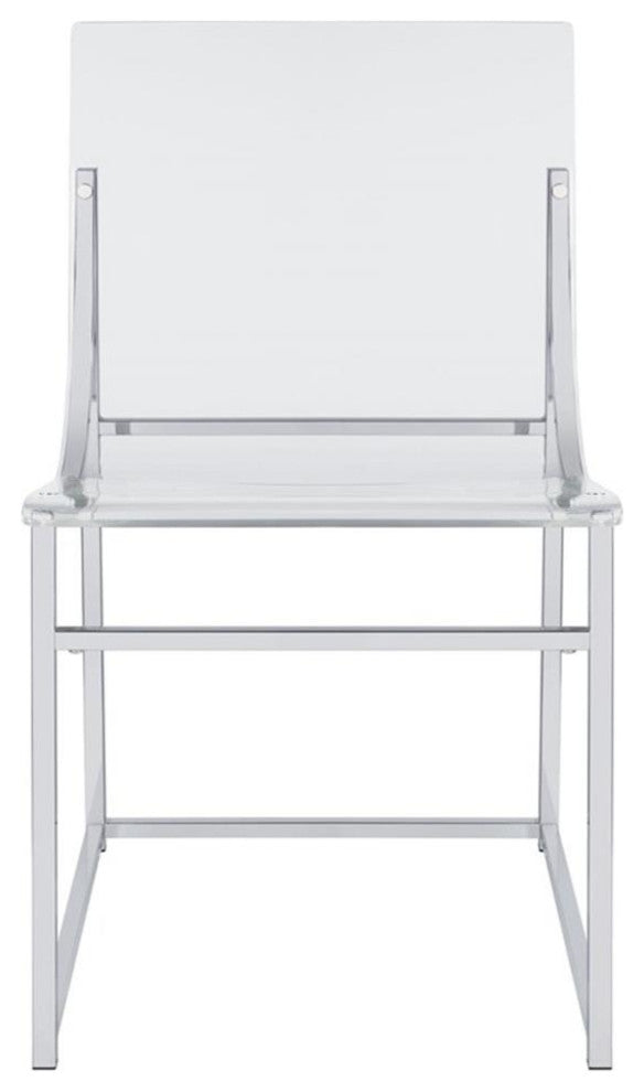 Maklaine 17.75" Modern Metal/Acrylic Dining Side Chair in Chrome
