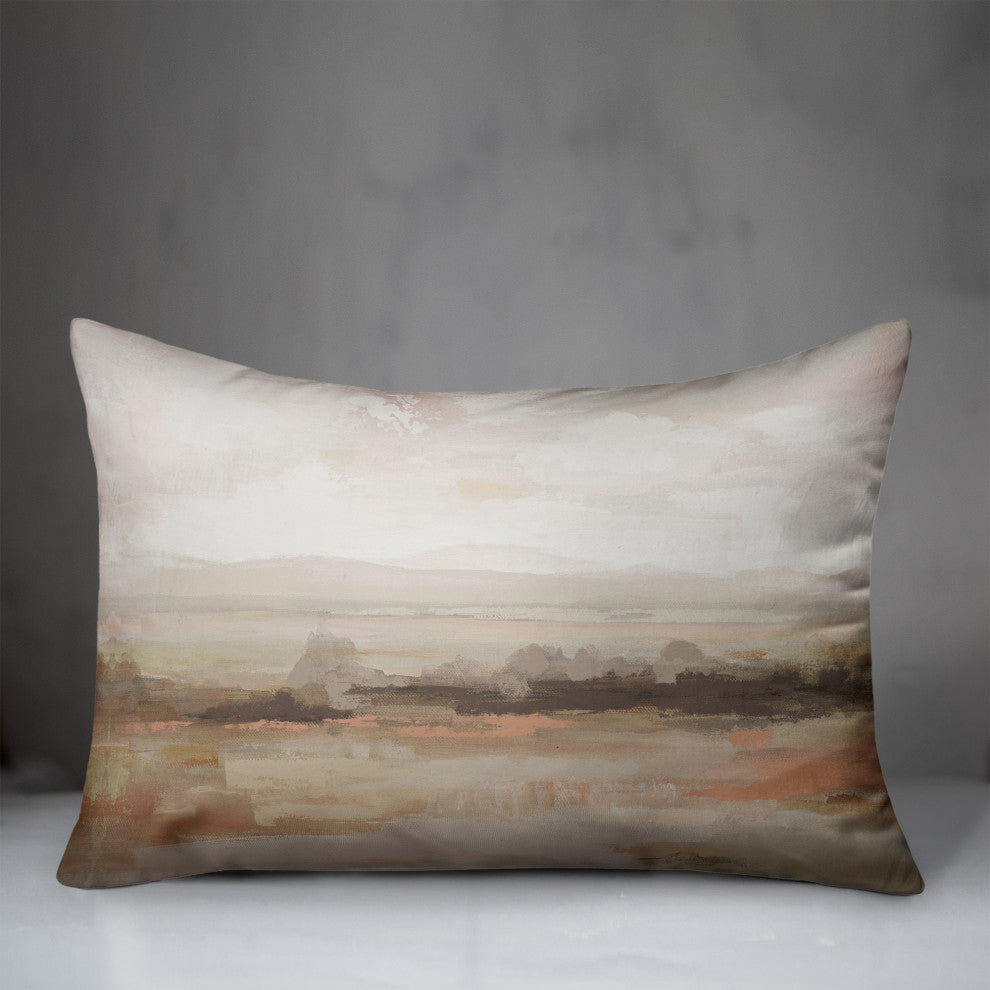 Peachy Abstract Landscape Pillow 14x20 Spun Poly Pillow
